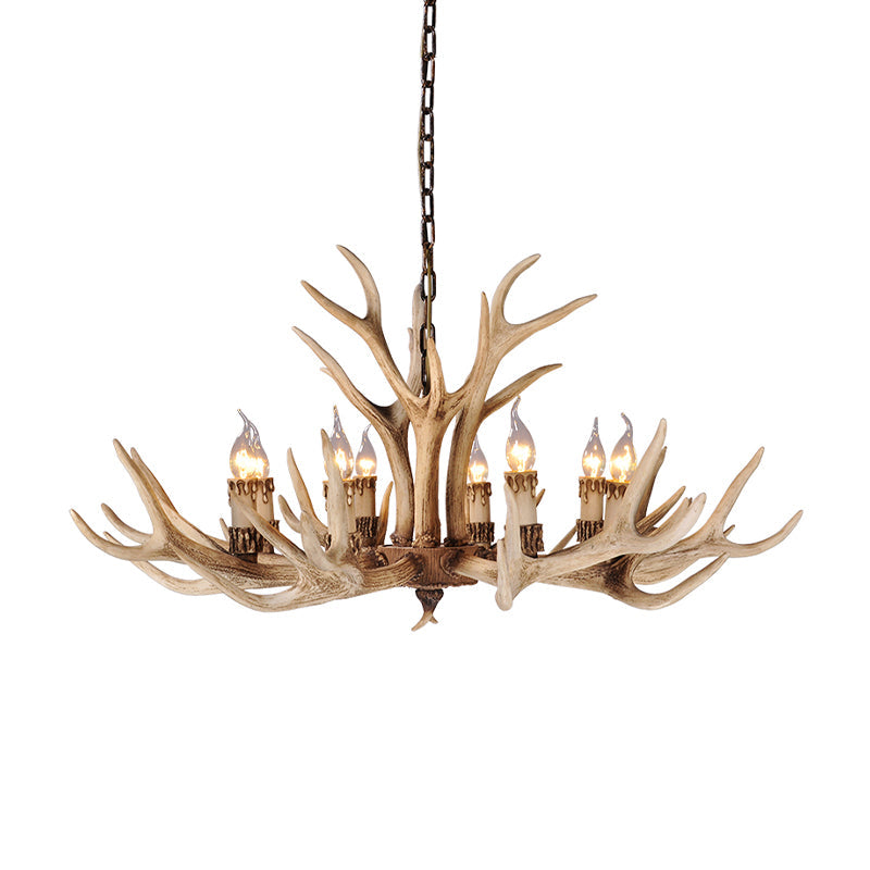 Taavita Light Brown Hanging Chandelier Deer Antler 8/12/24 Bulbs Traditional Pendant Light for Dining Room with Size Options 25 Inches & Higher and Widths 39" 47" 59"