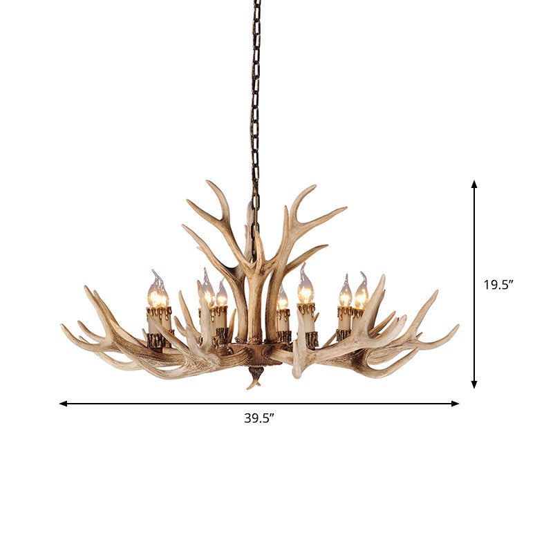 Taavita Light Brown Hanging Chandelier Deer Antler 8/12/24 Bulbs Traditional Pendant Light for Dining Room with Size Options 25 Inches & Higher and Widths 39" 47" 59"