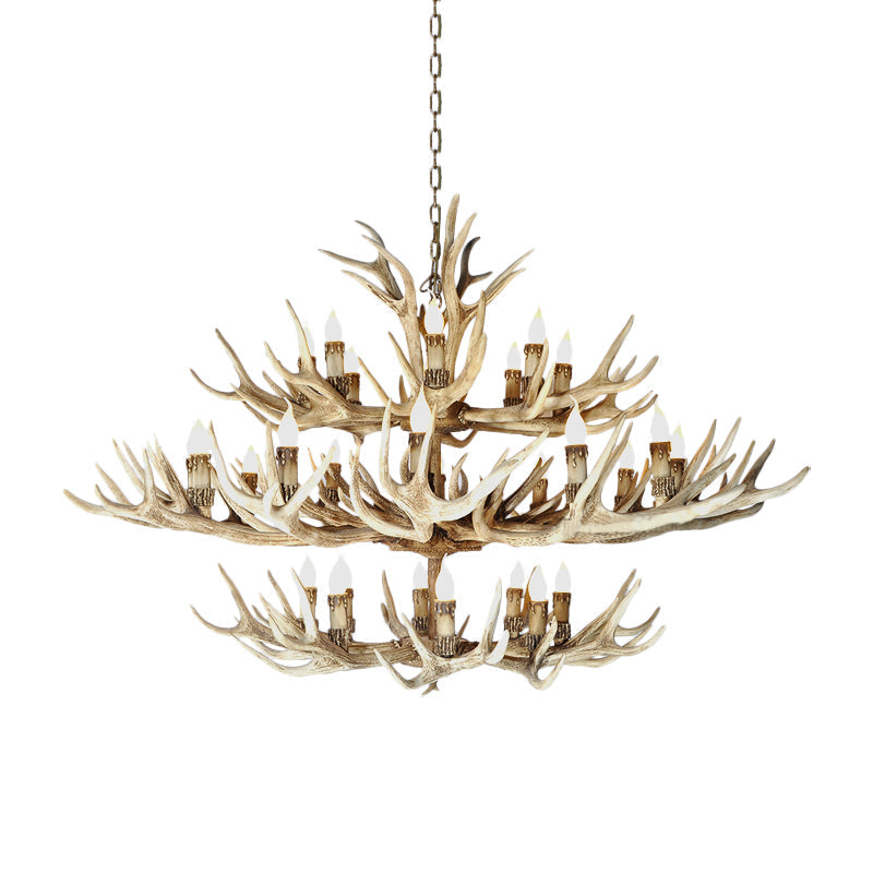 Taavita Light Brown Hanging Chandelier Deer Antler 8/12/24 Bulbs Traditional Pendant Light for Dining Room with Size Options 25 Inches & Higher and Widths 39" 47" 59"