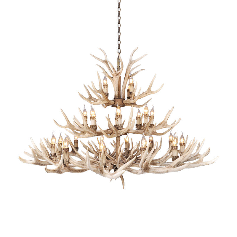 Taavita Light Brown Hanging Chandelier Deer Antler 8/12/24 Bulbs Traditional Pendant Light for Dining Room with Size Options 25 Inches & Higher and Widths 39" 47" 59"