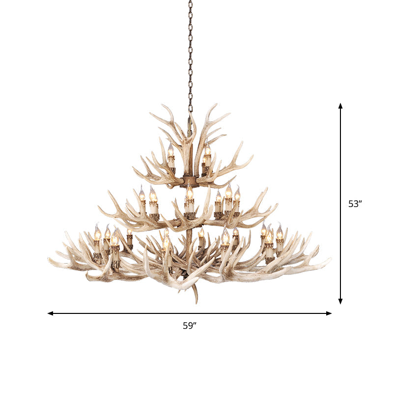 Taavita Light Brown Hanging Chandelier Deer Antler 8/12/24 Bulbs Traditional Pendant Light for Dining Room with Size Options 25 Inches & Higher and Widths 39" 47" 59"