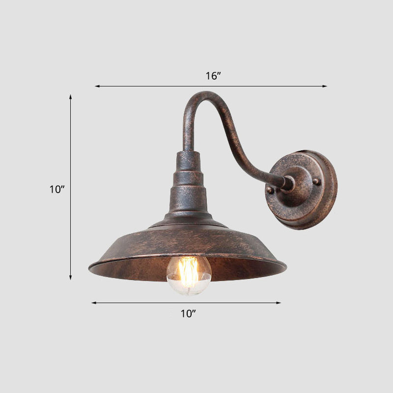 1-Bulb Gooseneck Wall Lamp Industrial Metal Wall Mounted Light with Barn Shade for Outdoor Clearhalo 'Art deco wall lights' 'Cast Iron' 'Glass' 'Industrial wall lights' 'Industrial' 'Middle century wall lights' 'Modern' 'Rustic wall lights' 'Tiffany' 'Traditional wall lights' 'Wall Lamps & Sconces' 'Wall Lights' Lighting' 2336854