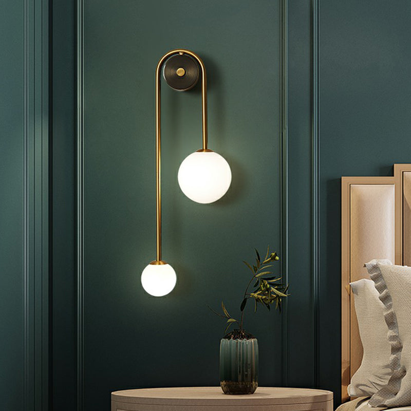 Taavita Postmodern 2-Head Metal Wall Lights with Opal Glass Ball Shade