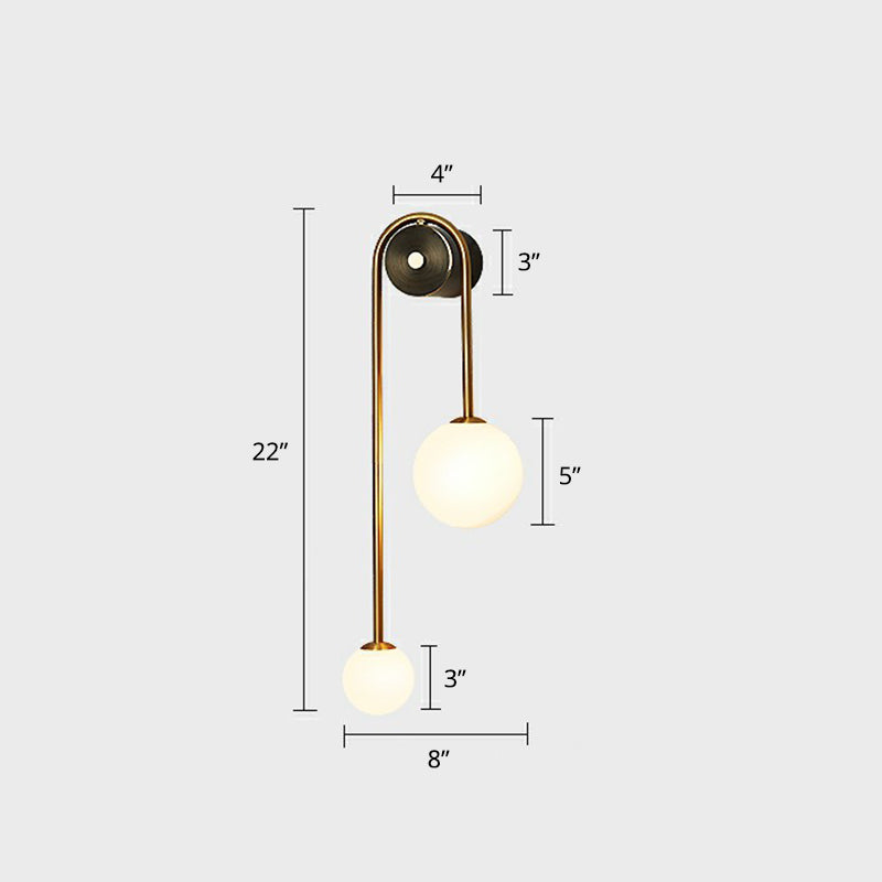 Taavita Postmodern 2-Head Metal Wall Lights with Opal Glass Ball Shade