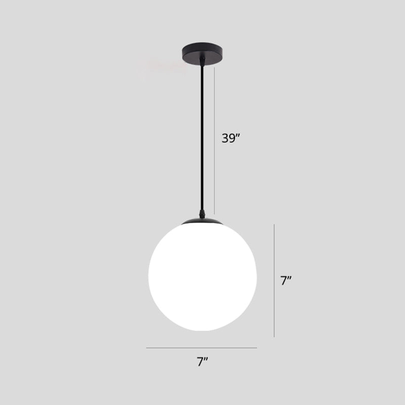 Taavita Restaurant Pendant Light Easy Cream Glass 1 Head Simple Ceiling Hanging Lamp in Black - Modern Metal Design with Hanging Option, Round Canopy Shape, E26/E27 Bulb Base, for LED/Incandescent/Fluorescent, Voltage 110V-120V 220V-240V