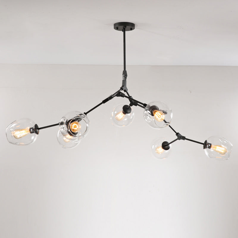 Molecule Dimpled Glass Pendant Lamp Designer Style Chandelier Light for Living Room 5 Black Smoke Grey Clearhalo 'Ceiling Lights' 'Chandeliers' 'Modern Chandeliers' 'Modern' Lighting' 2357231