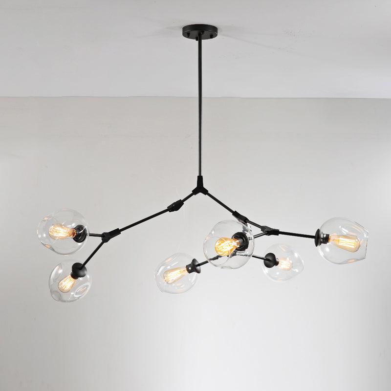 Molecule Dimpled Glass Pendant Lamp Designer Style Chandelier Light for Living Room 6 Black Blue Clearhalo 'Ceiling Lights' 'Chandeliers' 'Modern Chandeliers' 'Modern' Lighting' 2357224