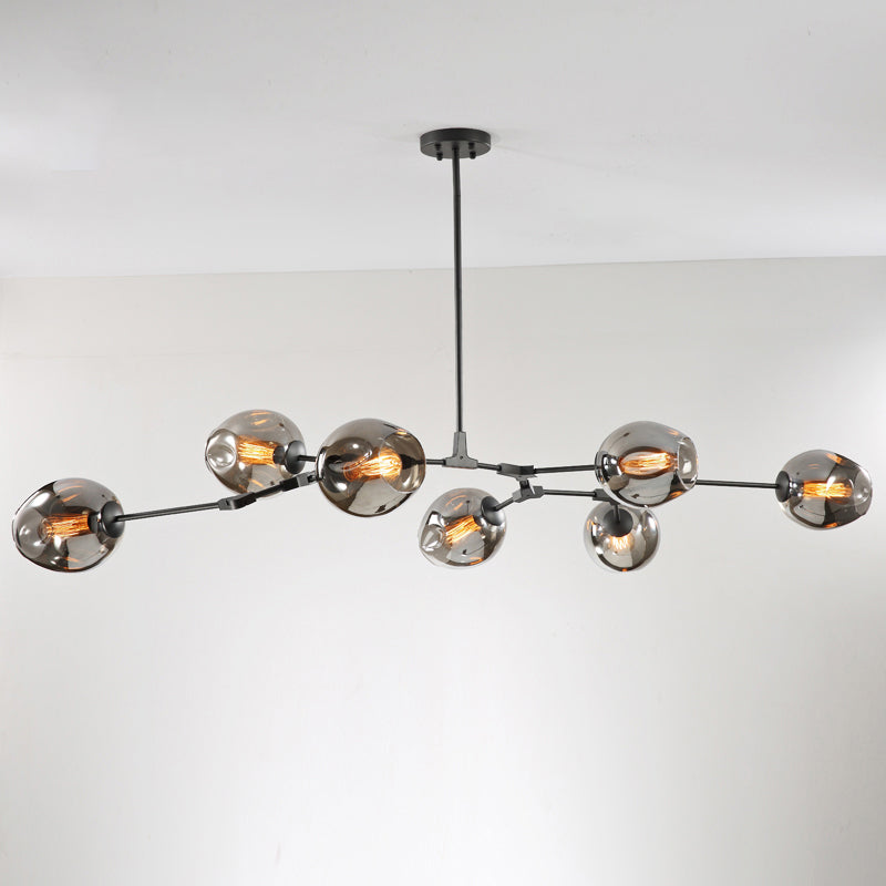 Molecule Dimpled Glass Pendant Lamp Designer Style Chandelier Light for Living Room 5 Black Blue Clearhalo 'Ceiling Lights' 'Chandeliers' 'Modern Chandeliers' 'Modern' Lighting' 2357225