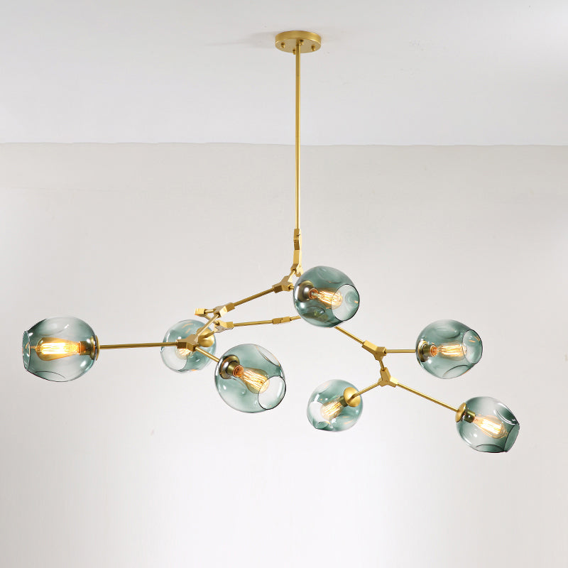 Molecule Dimpled Glass Pendant Lamp Designer Style Chandelier Light for Living Room 7 Black Cognac Clearhalo 'Ceiling Lights' 'Chandeliers' 'Modern Chandeliers' 'Modern' Lighting' 2357233