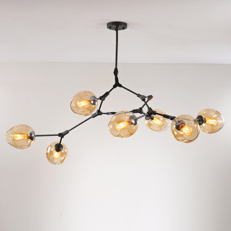 Molecule Dimpled Glass Pendant Lamp Designer Style Chandelier Light for Living Room 7 Gold Cognac Clearhalo 'Ceiling Lights' 'Chandeliers' 'Modern Chandeliers' 'Modern' Lighting' 2357230