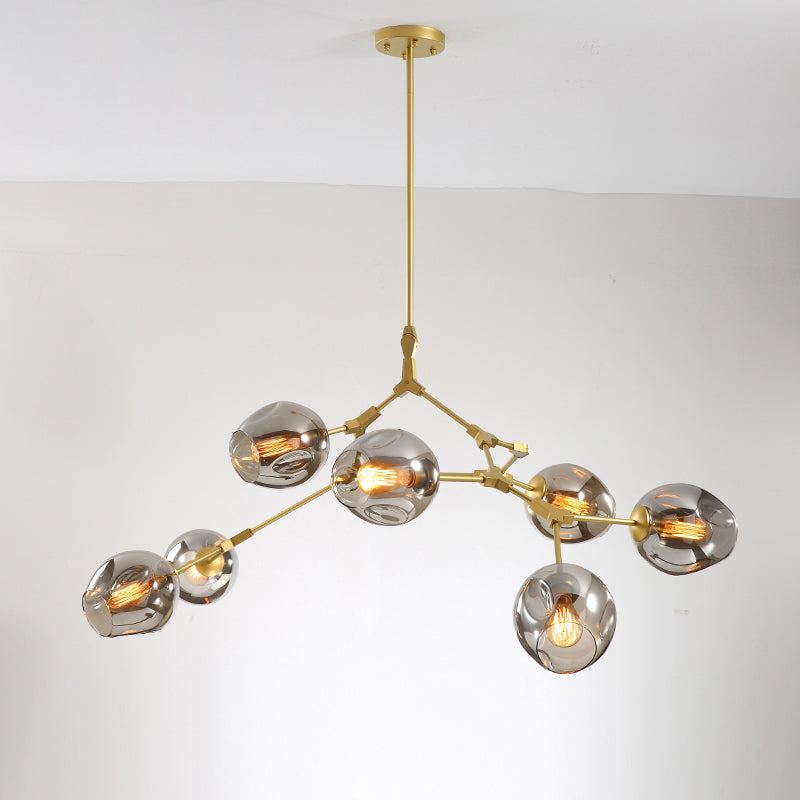 Molecule Dimpled Glass Pendant Lamp Designer Style Chandelier Light for Living Room 6 Black Clear Clearhalo 'Ceiling Lights' 'Chandeliers' 'Modern Chandeliers' 'Modern' Lighting' 2357223