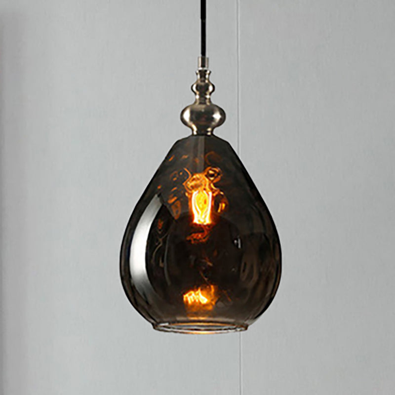 New Title: 6 "/8" Wide Water Drop Pendant Lamp Contemporary Amber/Clear Dimple Glass 1 Head Hanging Ceiling Light for Night Area