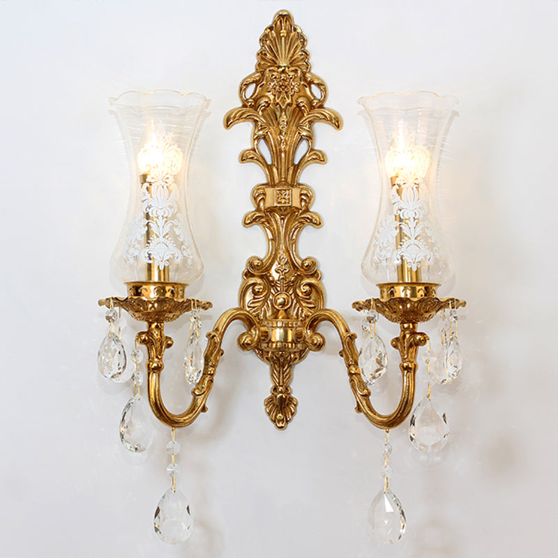 Clear Glass Bronze Wall Lamp Fixture Vase Shaped Retro Style Wall Lighting for K9 Crystal Clearhalo 'Wall Lamps & Sconces' 'Wall Lights' Lighting' 2365077