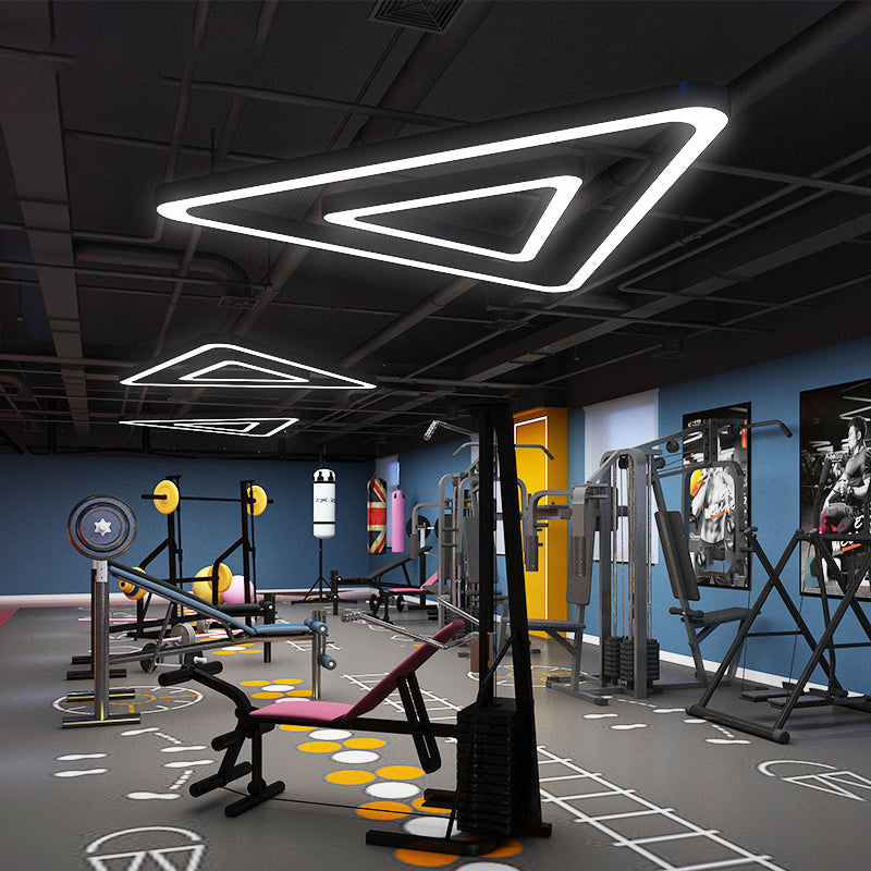 Modern Metal LED Ceiling Light in the Gym, Black, with Chandelier Lighting