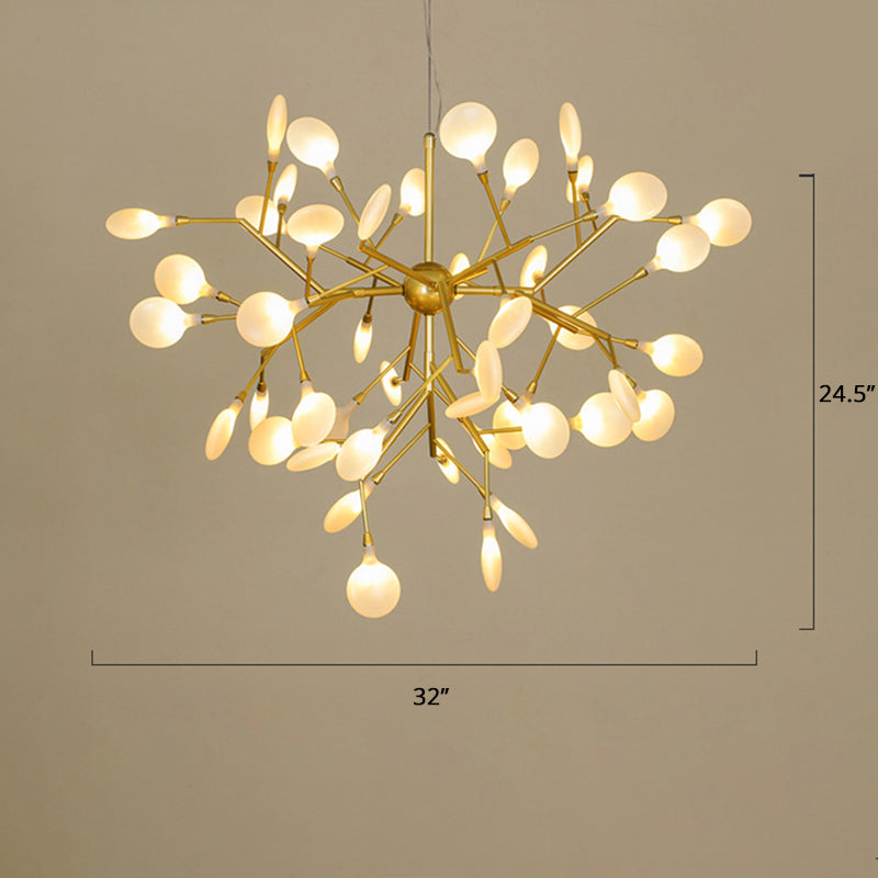 Firefly Chandelier Lighting Nordic Style Acrylic Restaurant LED Pendant Lamp in Gold 36 Gold Clearhalo 'Ceiling Lights' 'Chandeliers' 'Modern Chandeliers' 'Modern' Lighting' 2389978