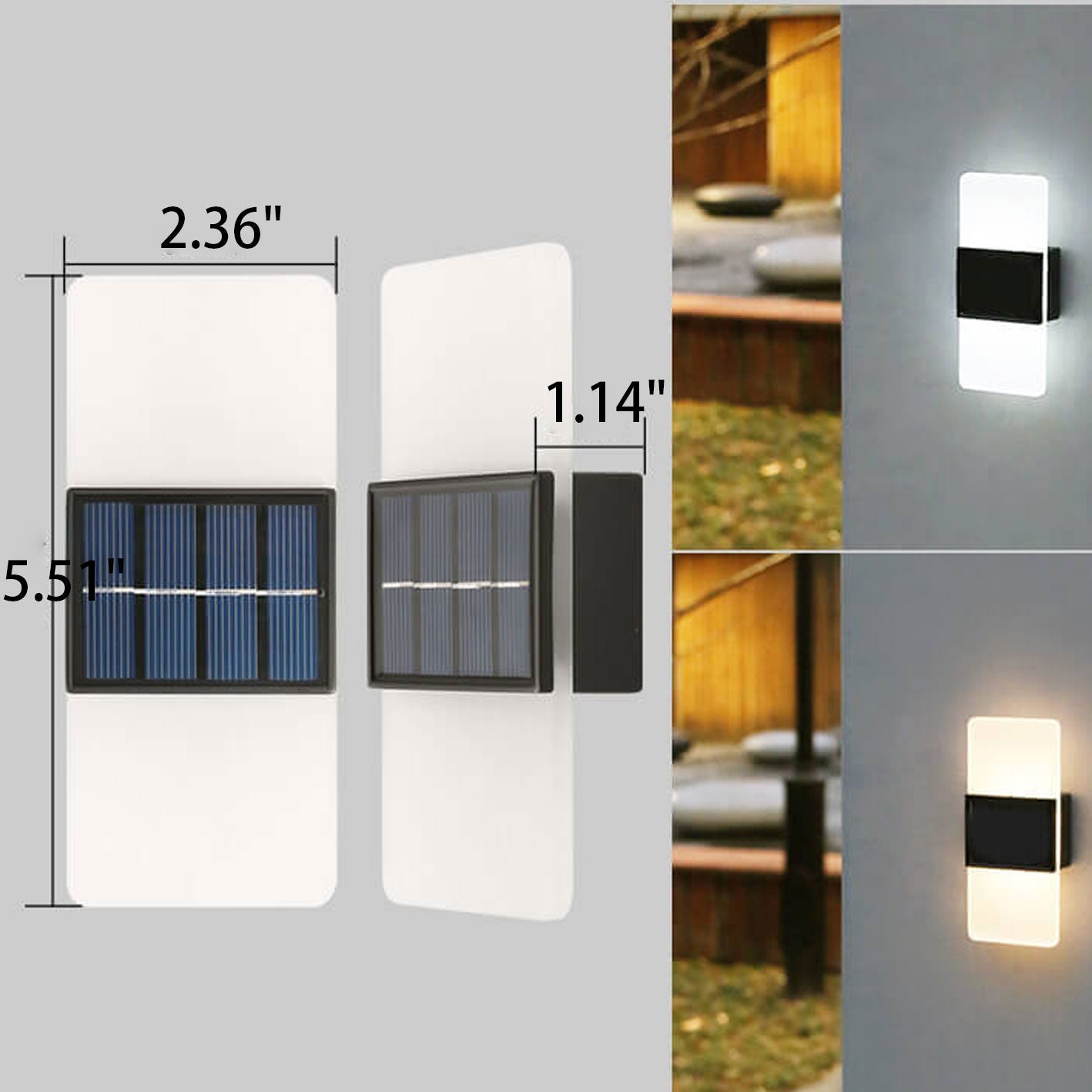 Taavita Waterproof Acrylic LED Solar Wall Light Lamp Outdoor Light