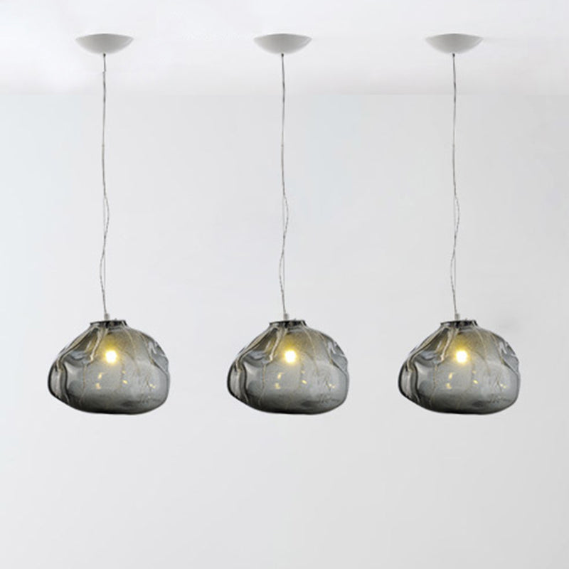 8"/12" W Cloud Shaped Pendant Light Contemporary Clear/Smoke Gray Hand-Blown Glass 1 Bulb Indoor Hanging Lamp Clear Clearhalo 'Ceiling Lights' 'Glass shade' 'Glass' 'Modern Pendants' 'Modern' 'Pendant Lights' 'Pendants' Lighting' 240300