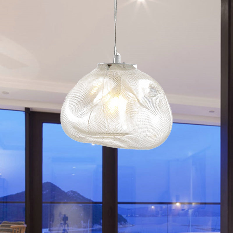 8"/12" W Contemporary Cloud Shaped Pendant Light Clear/Smoke Gray Hand-Blown Glass 1 Bulb Indoor Hanging Lamp by Taavita