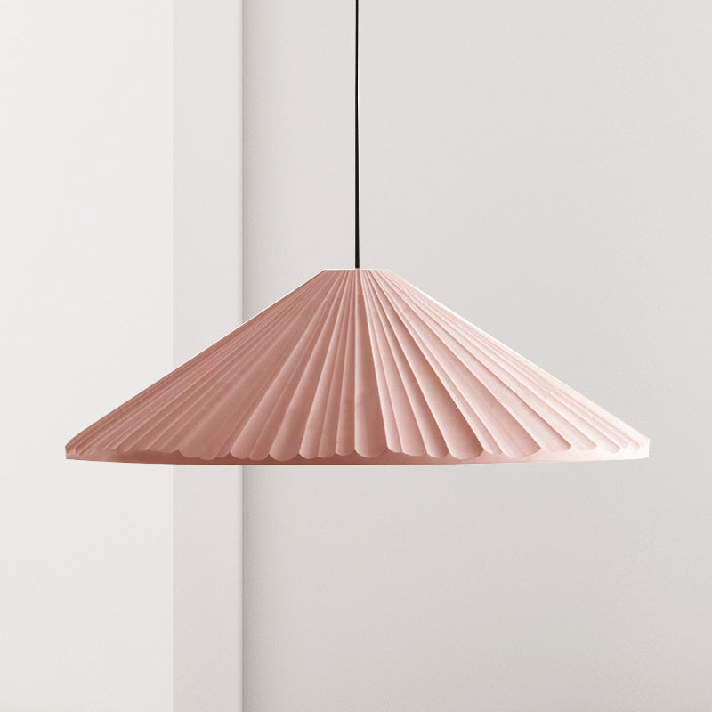 Taavita Style Fold Cone Pendant Light 1 Head Resin Hanging Light for Cafe Restaurant - Blue Pink White