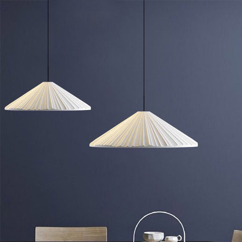 Taavita Style Fold Cone Pendant Light 1 Head Resin Hanging Light for Cafe Restaurant - Blue Pink White