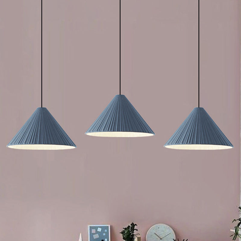 Taavita Style Fold Cone Pendant Light 1 Head Resin Hanging Light for Cafe Restaurant - Blue Pink White