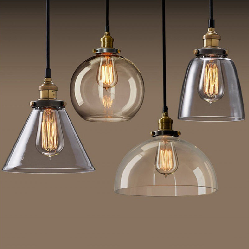 Taavita Geometric Light Pendant Lamp Industrial Glass Suspension Lighting for Dining Room