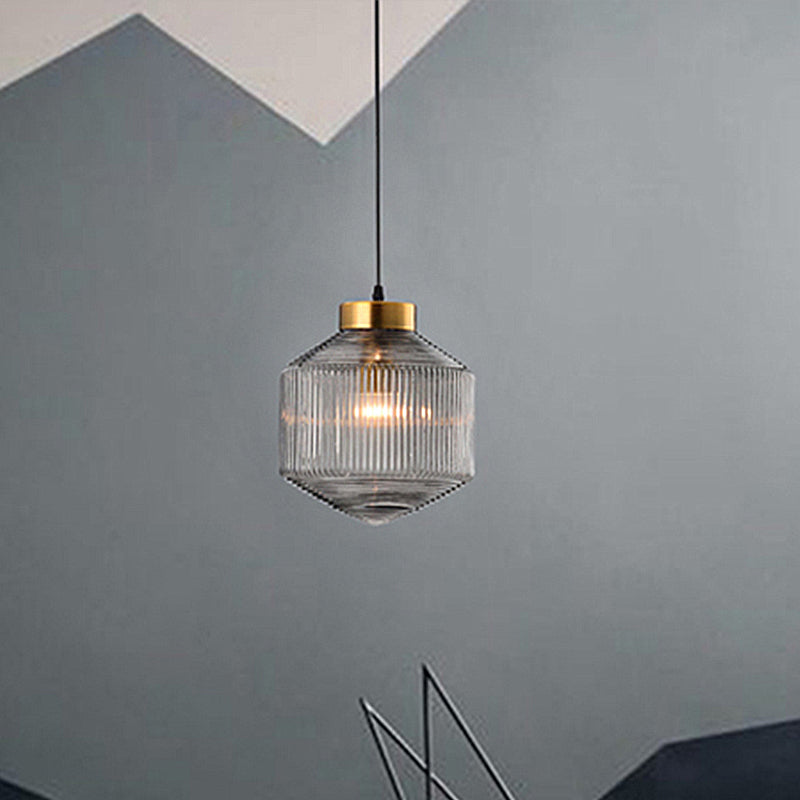 Taavita Light Modernism Crystal Clear/Amber/Smoke Gray Prismatic Glass 1 Light Ceiling Pendant Lamp