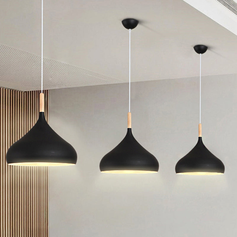 9.5"/12.5"/14"W Teardrop Pendant Lighting in Nordic Style Metal 1 Light Black/White/Gold Hanging Light Clearhalo 'Ceiling Lights' 'Modern Pendants' 'Modern' 'Pendant Lights' 'Pendants' Lighting' 242896