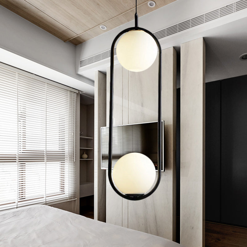 Taavita Pendant Lighting Modern White Glass 1/2 Lights in Black/Gold Ceiling Lamp for Bedroom