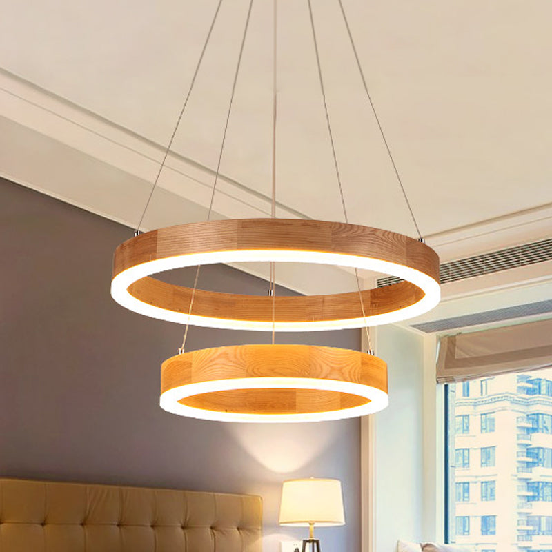 Taavita LED Chandelier Light Modern 1/2/3-Light Beige Drop Pendant Light for Dining Room