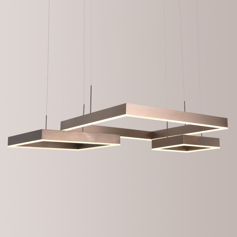 Square Acrylic Pendant Ceiling Light Modern Light Coffee LED Chandelier Lighting Fixture Clearhalo 'Ceiling Lights' 'Chandeliers' 'Modern Chandeliers' 'Modern' Lighting' 2460371