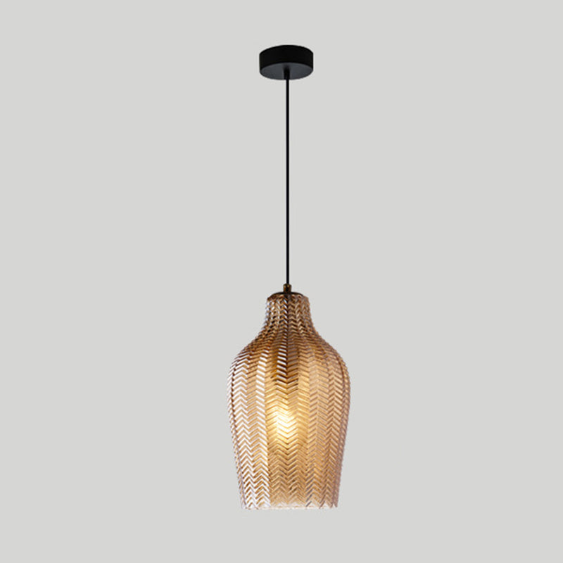 Wavy Glass Shaded Hanging Lamp Nordic Style Single Pendant Ceiling Light for Dining Room Clearhalo 'Ceiling Lights' 'Chandeliers' 'Glass shade' 'Glass' 'Modern Pendants' 'Modern' 'Pendant Lights' 'Pendants' Lighting' 2462458