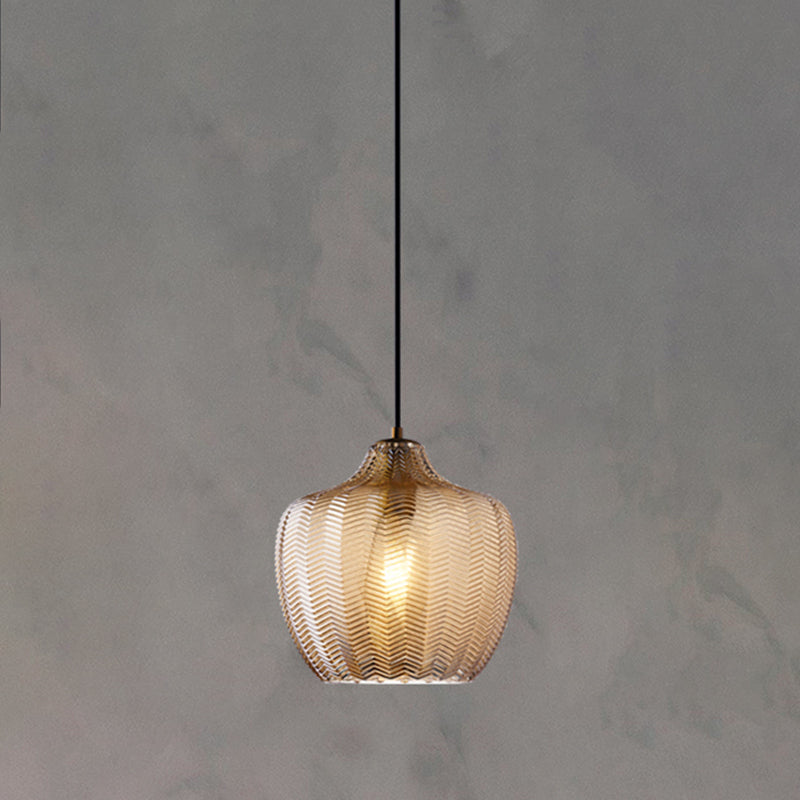 Wavy Glass Shaded Hanging Lamp Nordic Style Single Pendant Ceiling Light for Dining Room Clearhalo 'Ceiling Lights' 'Chandeliers' 'Glass shade' 'Glass' 'Modern Pendants' 'Modern' 'Pendant Lights' 'Pendants' Lighting' 2462449