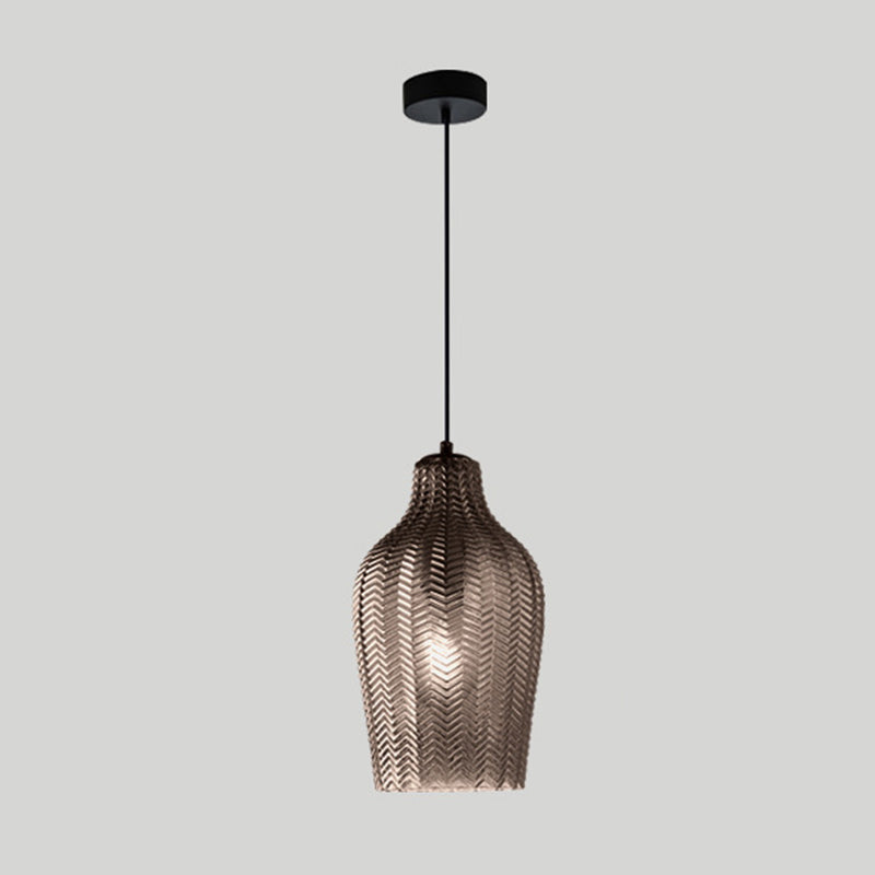 Wavy Glass Shaded Hanging Lamp Nordic Style Single Pendant Ceiling Light for Dining Room Clearhalo 'Ceiling Lights' 'Chandeliers' 'Glass shade' 'Glass' 'Modern Pendants' 'Modern' 'Pendant Lights' 'Pendants' Lighting' 2462456