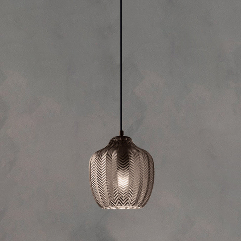 Wavy Glass Shaded Hanging Lamp Nordic Style Single Pendant Ceiling Light for Dining Room Clearhalo 'Ceiling Lights' 'Chandeliers' 'Glass shade' 'Glass' 'Modern Pendants' 'Modern' 'Pendant Lights' 'Pendants' Lighting' 2462452