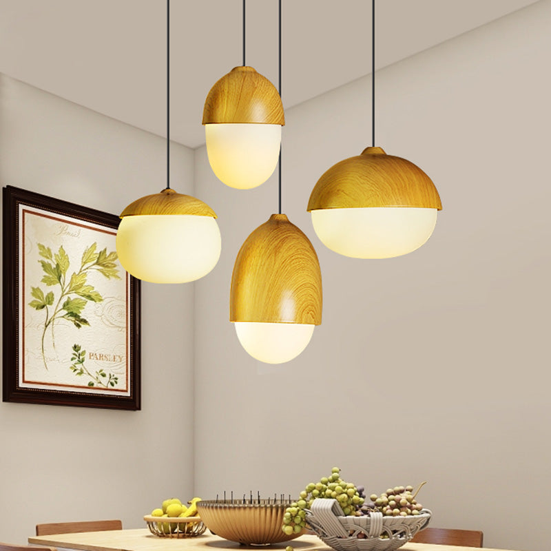 Beige Taavita Pendant 1 Head Light Simple Style Wooden Ceiling Hanging for Restaurant