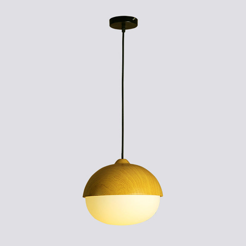 Beige Nut Pendant Light Simple Style 1 Head Wooden Ceiling Hang Lamp for Restaurant Clearhalo 'Ceiling Lights' 'Modern Pendants' 'Modern' 'Pendant Lights' 'Pendants' Lighting' 2462565