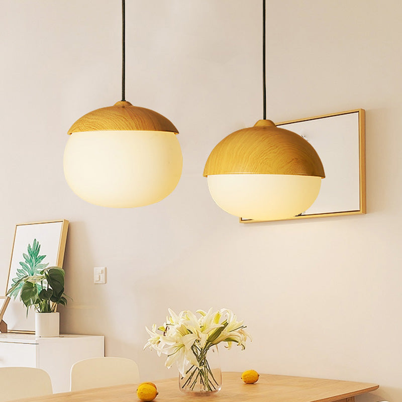 Beige Taavita Pendant 1 Head Light Simple Style Wooden Ceiling Hanging for Restaurant