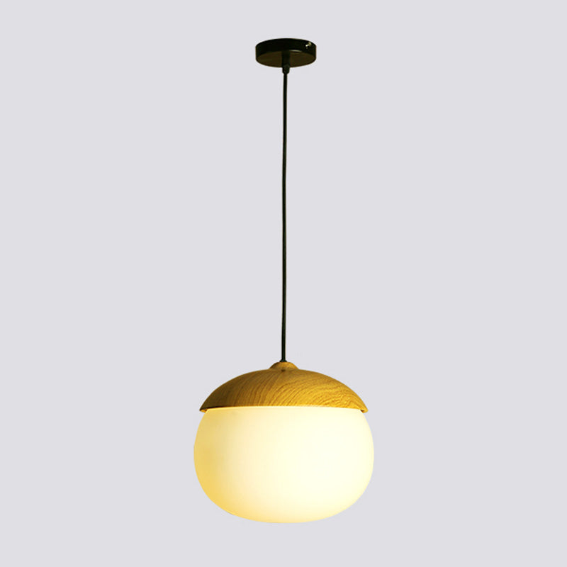 Beige Nut Pendant Light Simple Style 1 Head Wooden Ceiling Hang Lamp for Restaurant Clearhalo 'Ceiling Lights' 'Modern Pendants' 'Modern' 'Pendant Lights' 'Pendants' Lighting' 2462555