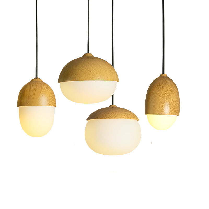 Beige Taavita Pendant 1 Head Light Simple Style Wooden Ceiling Hanging for Restaurant