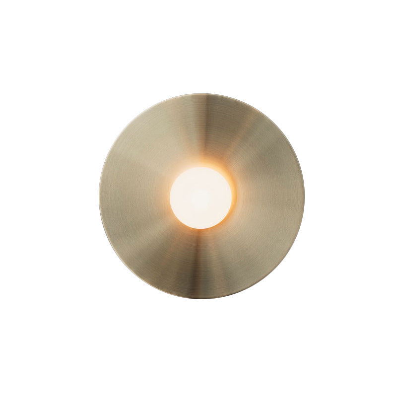 Taavita Disk Flush Wall Sconce 1-Bulb Postmodern Metal Wall Light with White Glass Ball Shade