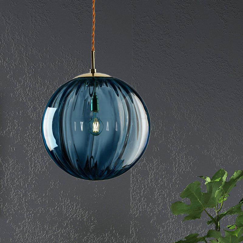 Taavita Kugel Pendant Light Blue/Purple/Smoke Gray Glass 1 LED Ceiling Lamp for Bedroom Hanging