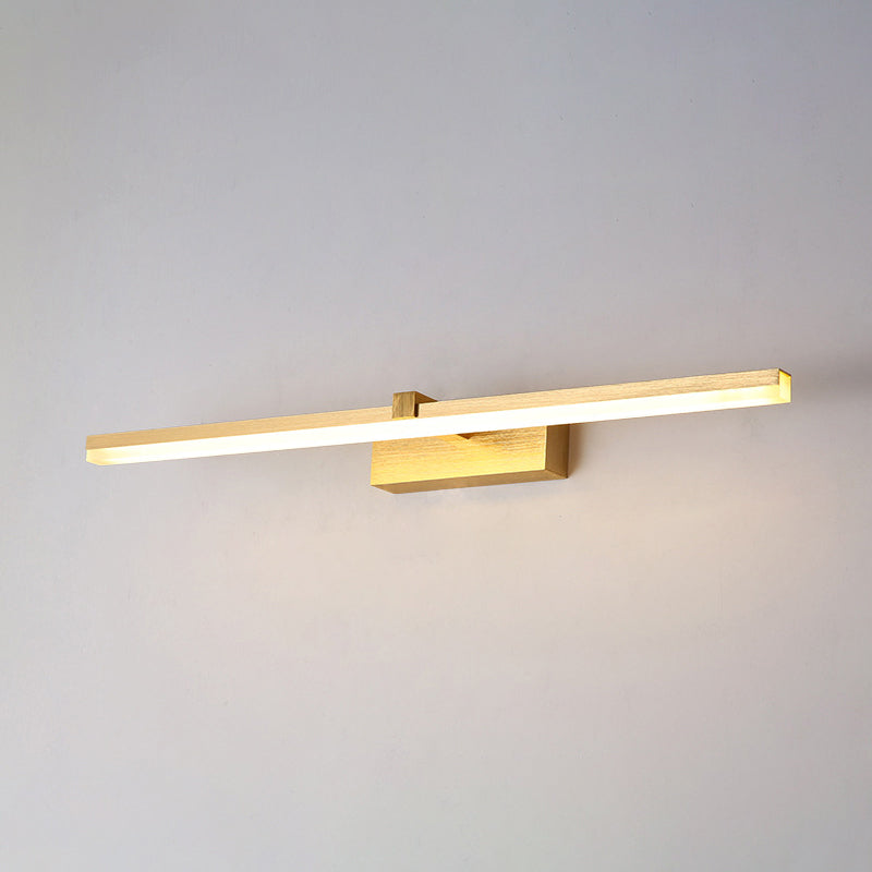 Gold Stick Shaped Bath Lighting Simplicity Metal LED Vanity Light Fixture for Bathroom Clearhalo 'Cast Iron' 'Glass' 'Industrial' 'Modern wall lights' 'Modern' 'Tiffany' 'Traditional wall lights' 'Vanity Lights' 'Wall Lights' Lighting' 2467178