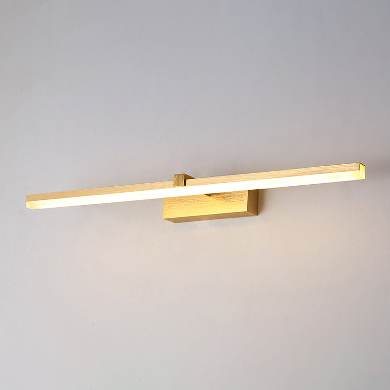 Gold Stick Shaped Bath Lighting Simplicity Metal LED Vanity Light Fixture for Bathroom Gold 16" Clearhalo 'Cast Iron' 'Glass' 'Industrial' 'Modern wall lights' 'Modern' 'Tiffany' 'Traditional wall lights' 'Vanity Lights' 'Wall Lights' Lighting' 2467182