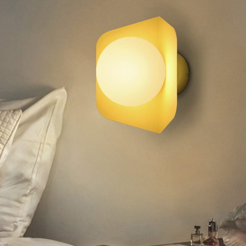 Taavita Hexagonal Wall Lamp Makkaron with Built-in Installation – Light with Opal Glass Shade