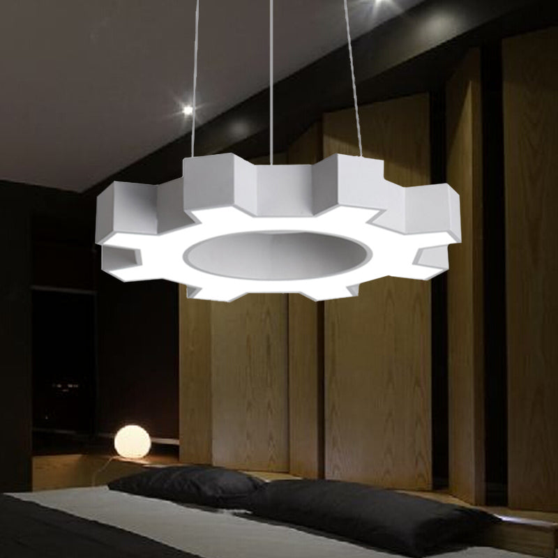 Taavita High-Speed Form Pendant Lamp Modern Metal LED in White/Black Hanging Ceiling Light for Gym with White/Warm Light