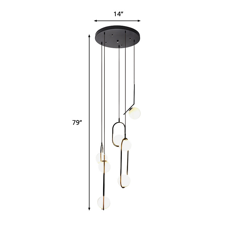 Taavita Multi Light Chandelier Simple Glass Pendant Lighting for Stairs, 5-6 Lights, Modern Metal, 110V-240V