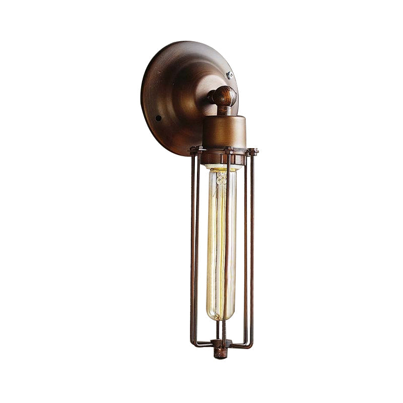 Taavita 1/2/4-Light Cage Wall Lamp Lighting with Tube Shape Industrial Bronze Wrought Iron Wall Sconce for Dining Table