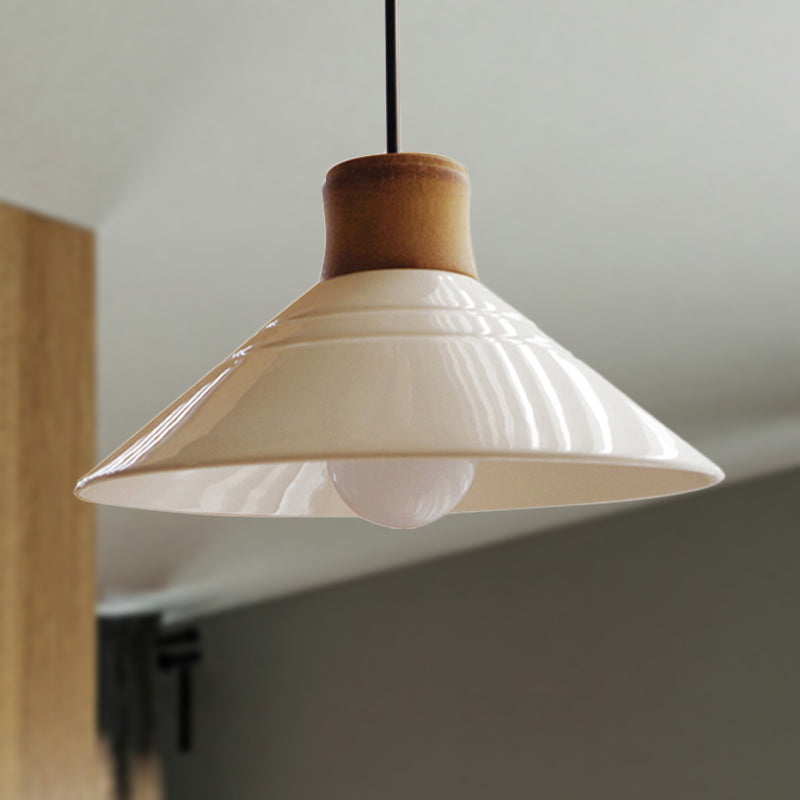 White Conic Pendant Lamp Modern Style Ceramic 1 Light Hanging Light Fixture for Dining Room Clearhalo 'Ceiling Lights' 'Modern Pendants' 'Modern' 'Pendant Lights' 'Pendants' Lighting' 142463