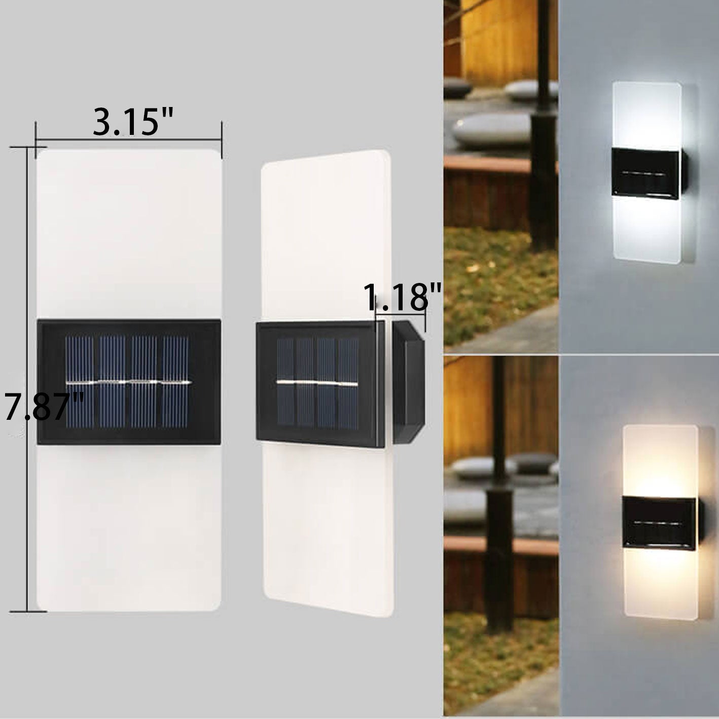 Taavita Waterproof Acrylic LED Solar Wall Light Lamp Outdoor Light